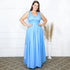 Vestido três listras plissado VESTIDO DE FESTA PETRA FINA AZUL SERENITY M